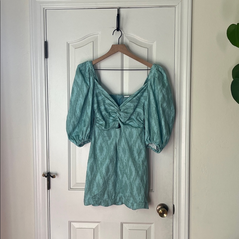 Alexis | Jade Weave Valera Puff Sleeve Ikat Mini Dress Medium - Picture 6 of 12